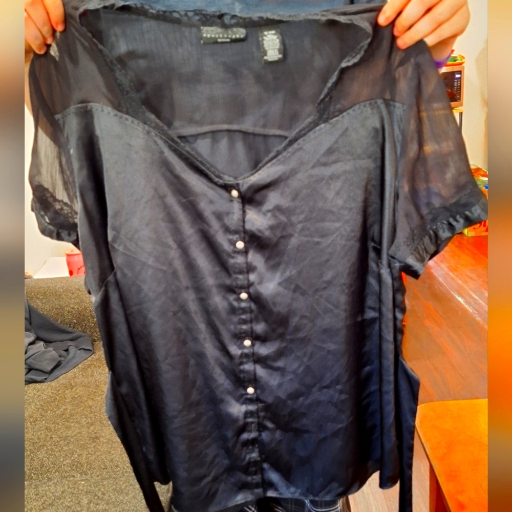 Apostrophe polyester button up blouse